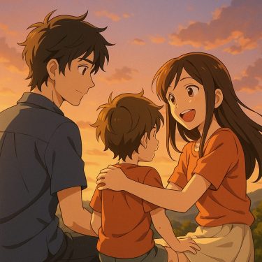 夕日と兄妹の絆