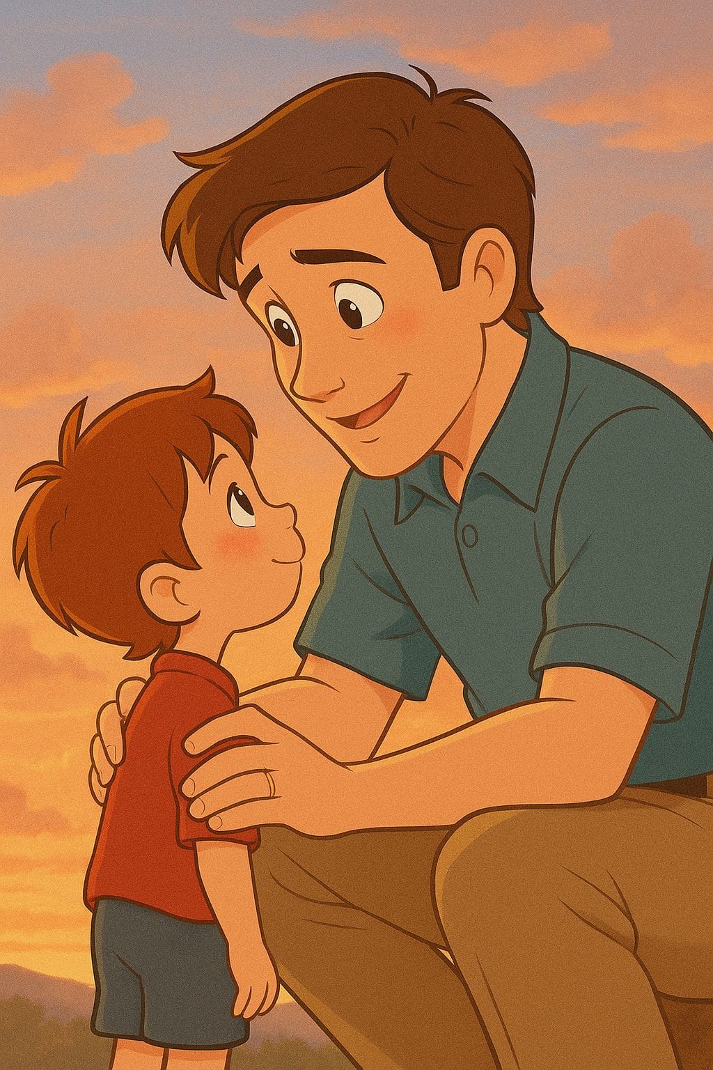 夕暮れの温かな絆