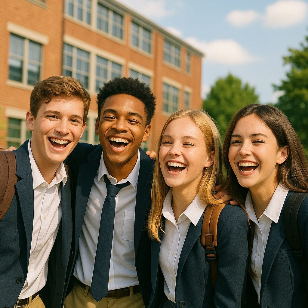 校庭での笑顔の一瞬