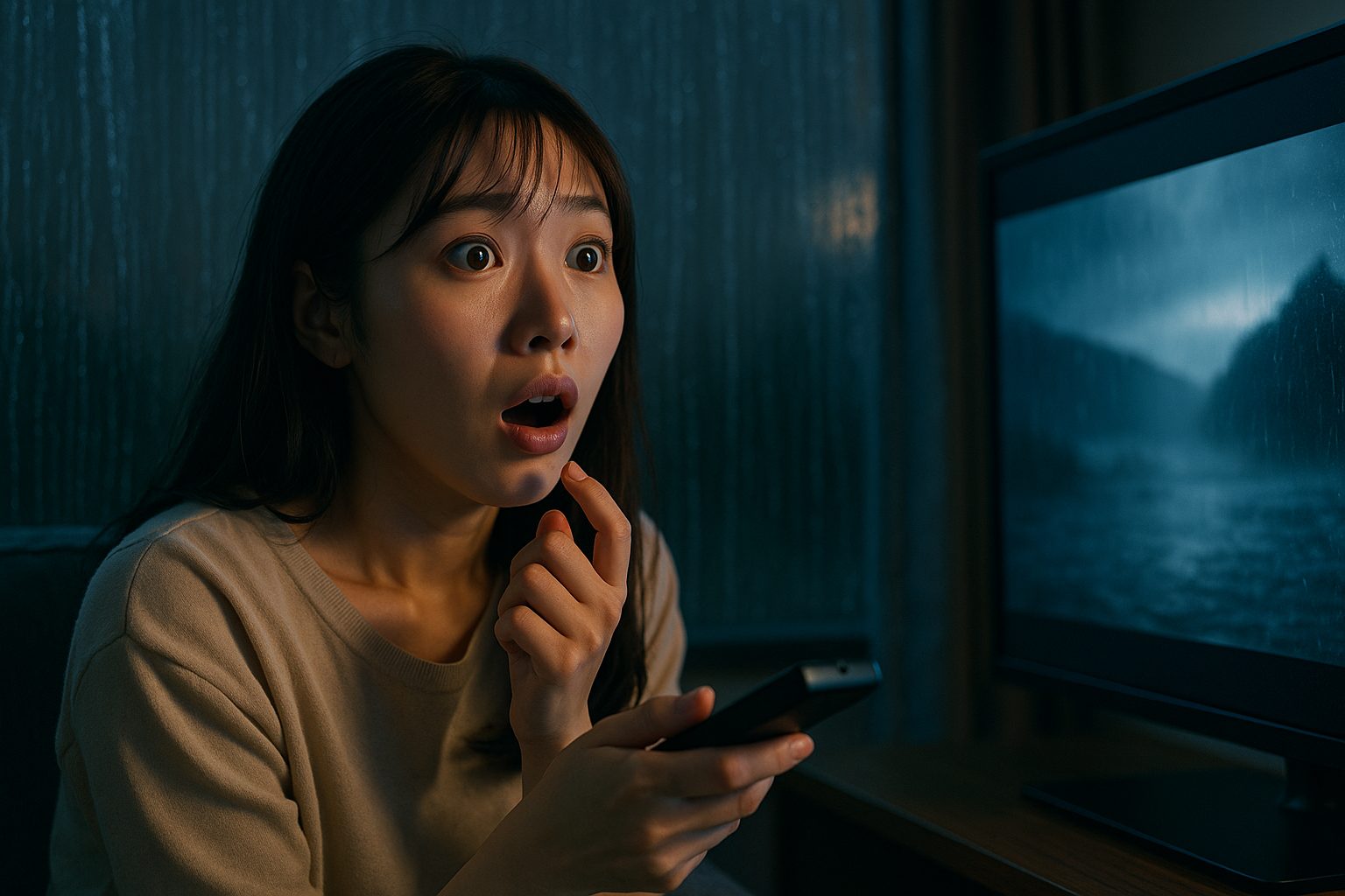 雨の夜の映画鑑賞 (2)