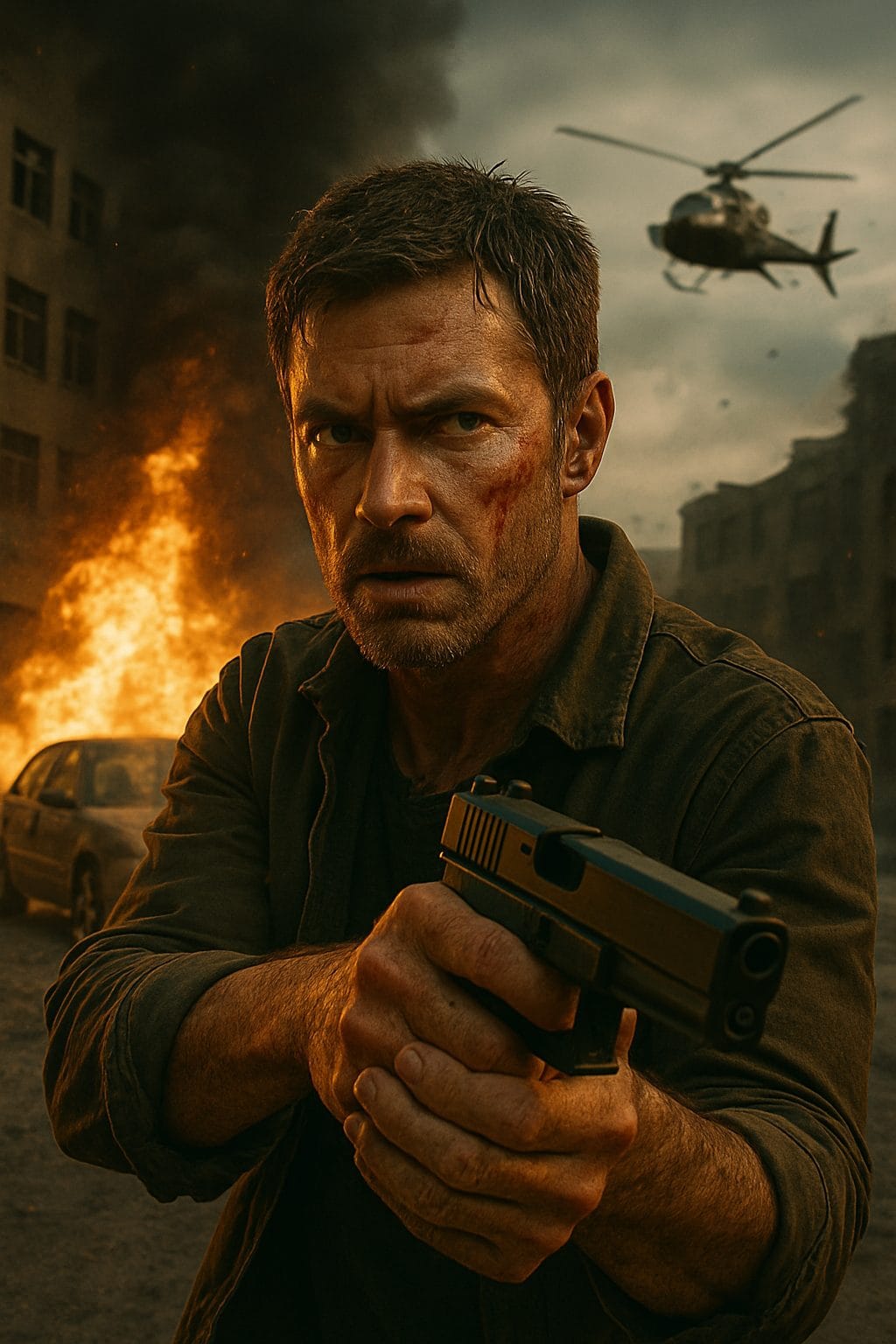 激しい戦闘と爆発の瞬間