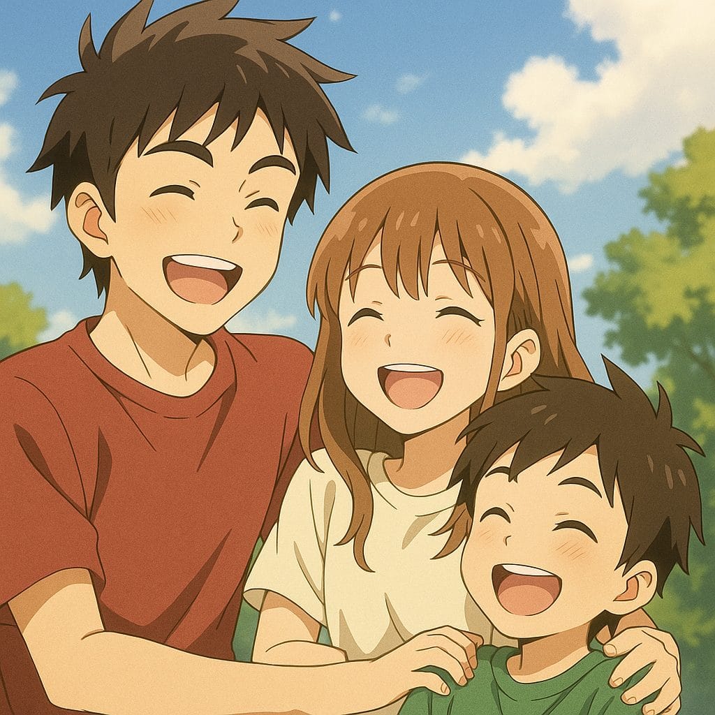 晴れた日の兄妹の笑顔