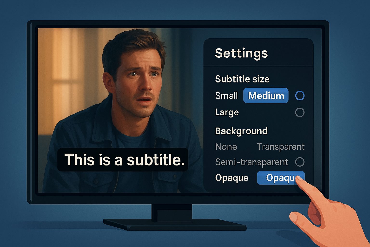 テレビ設定メニューと映画シーン