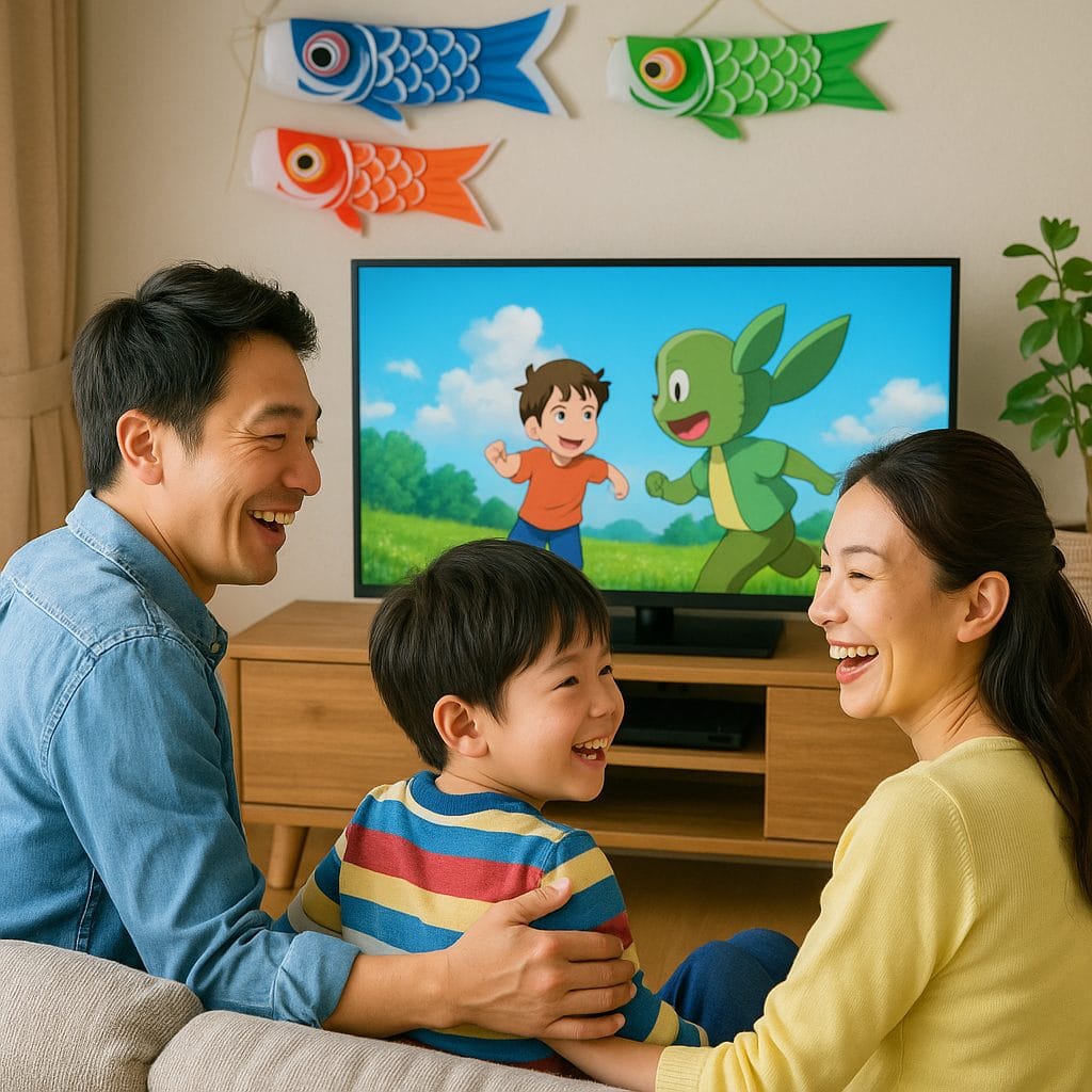 こいのぼりと家族の笑顔 (1)