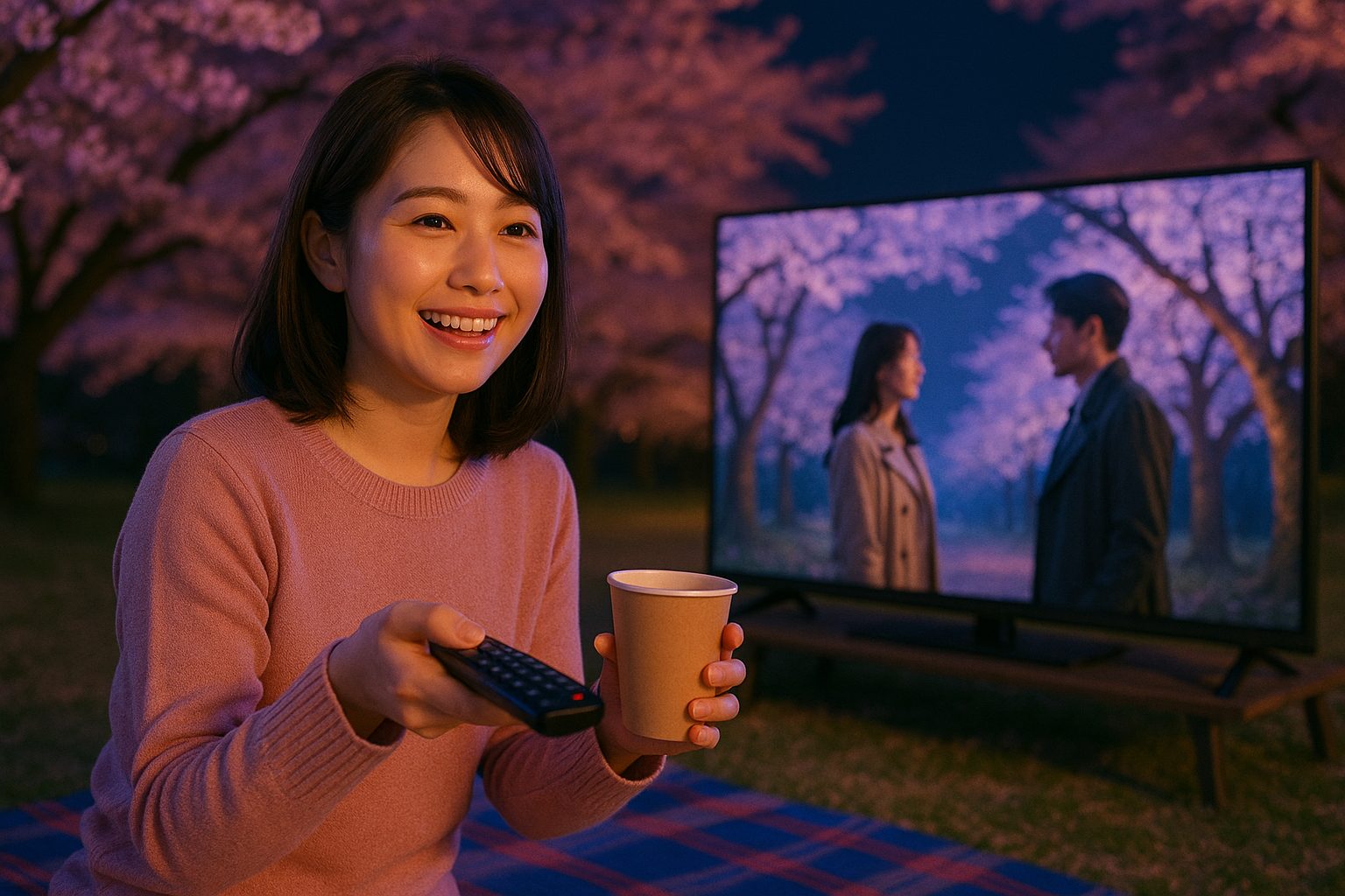 映画と桜の夜空