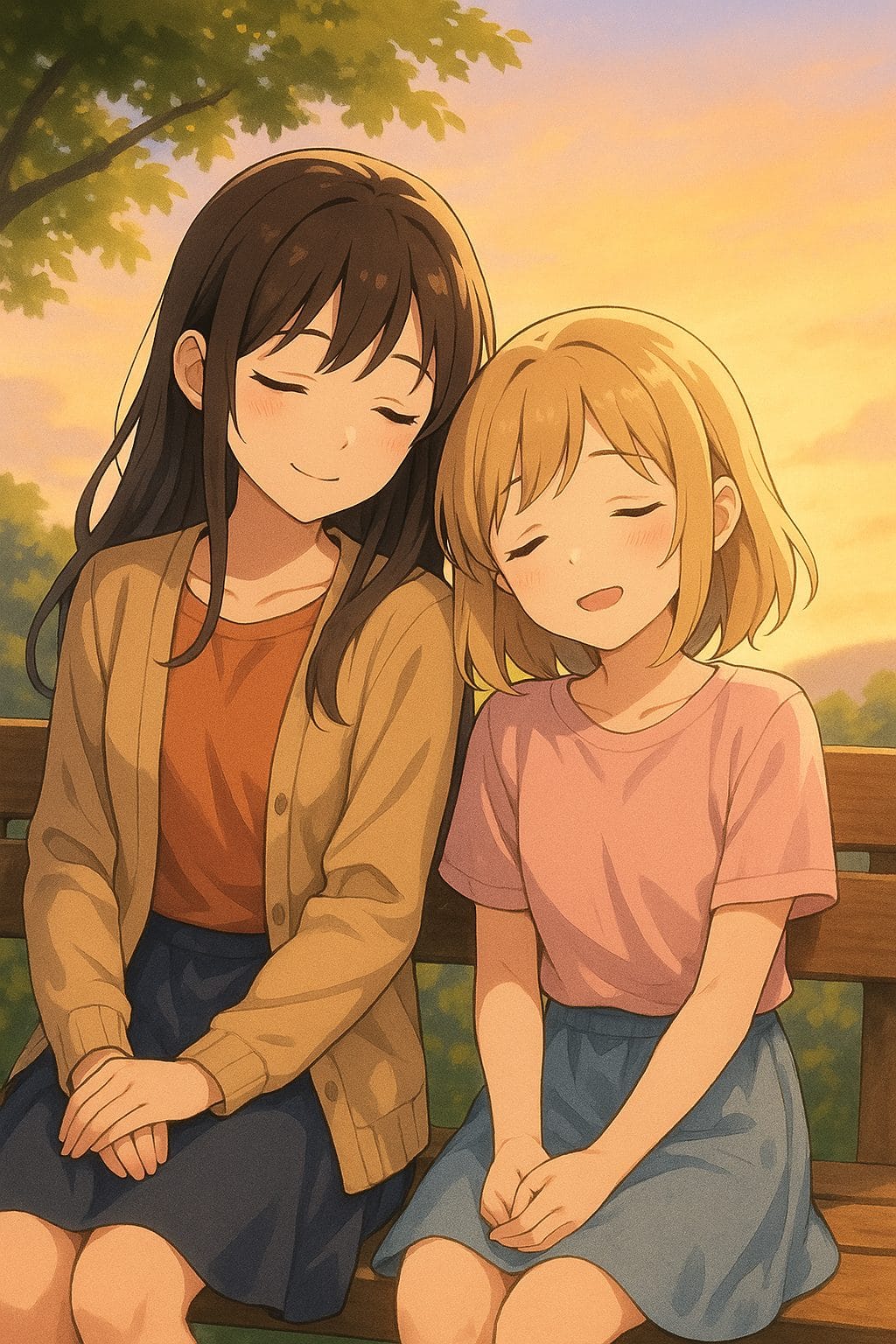 夕暮れのベンチでのひととき