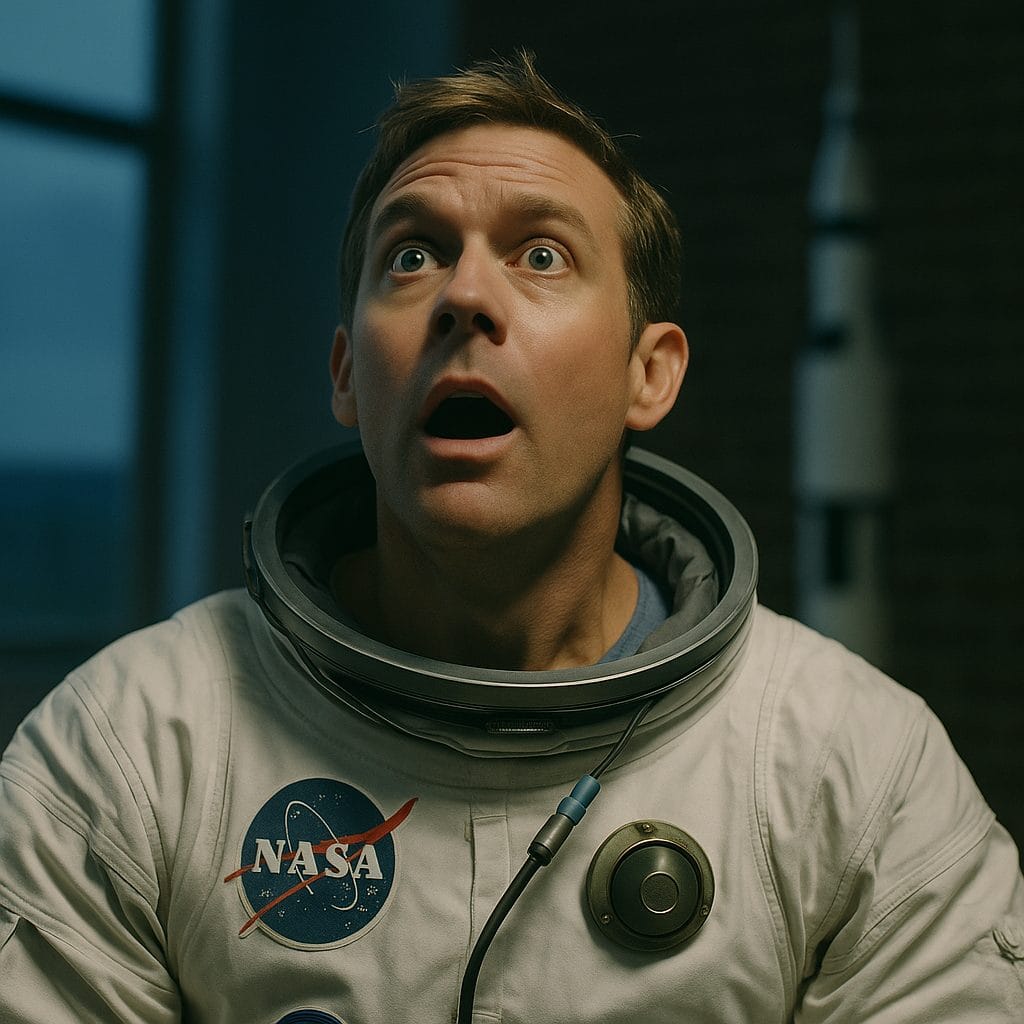 宇宙飛行士の驚きの表情