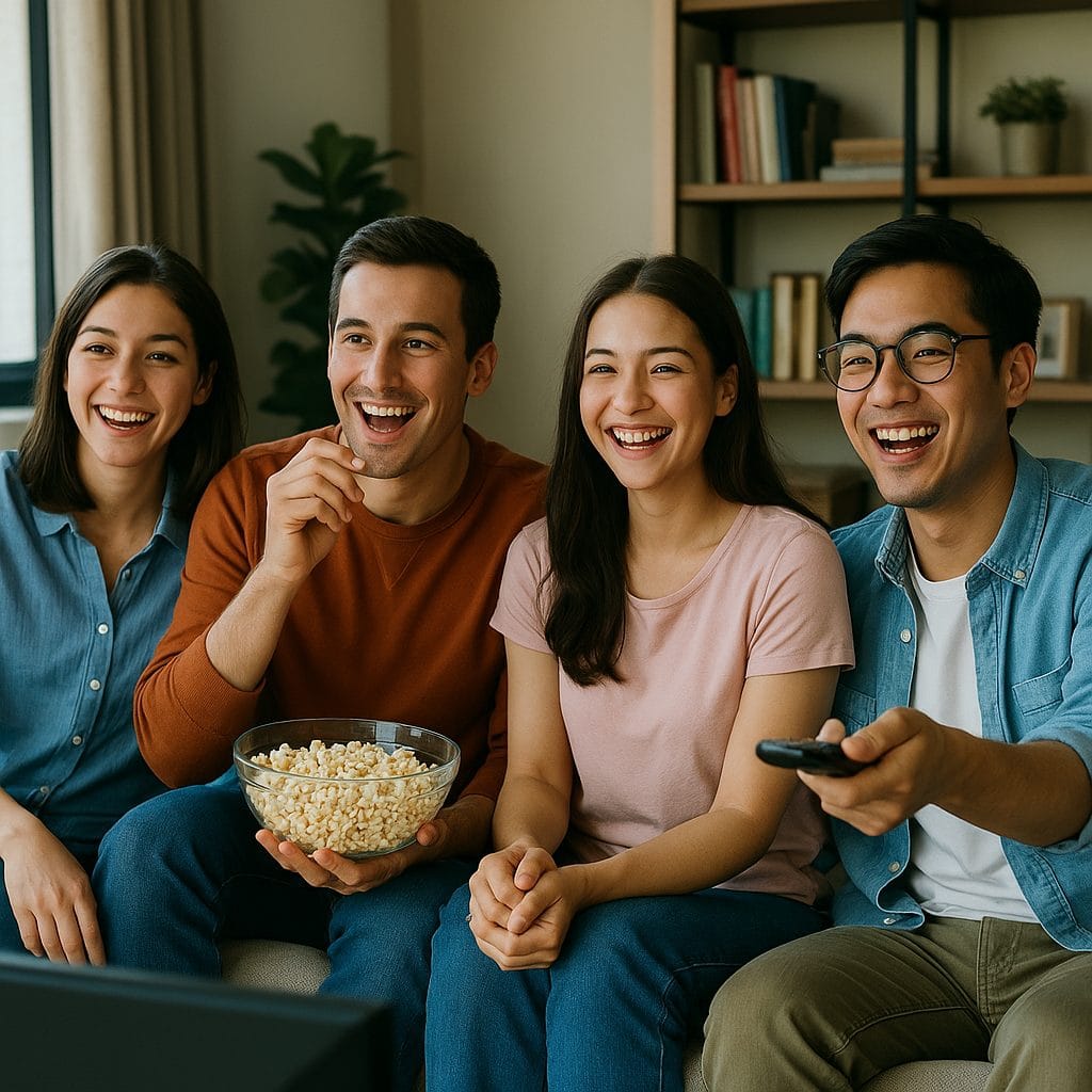 映画を楽しむ友達たち