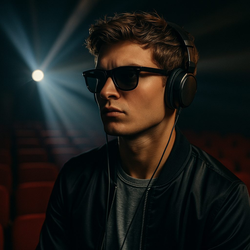 映画館でのクールな男性