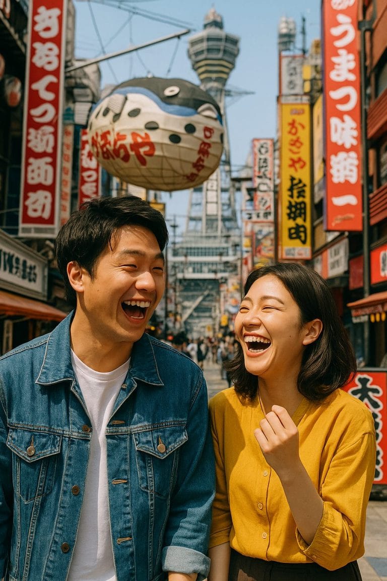 楽しげな街角の笑顔