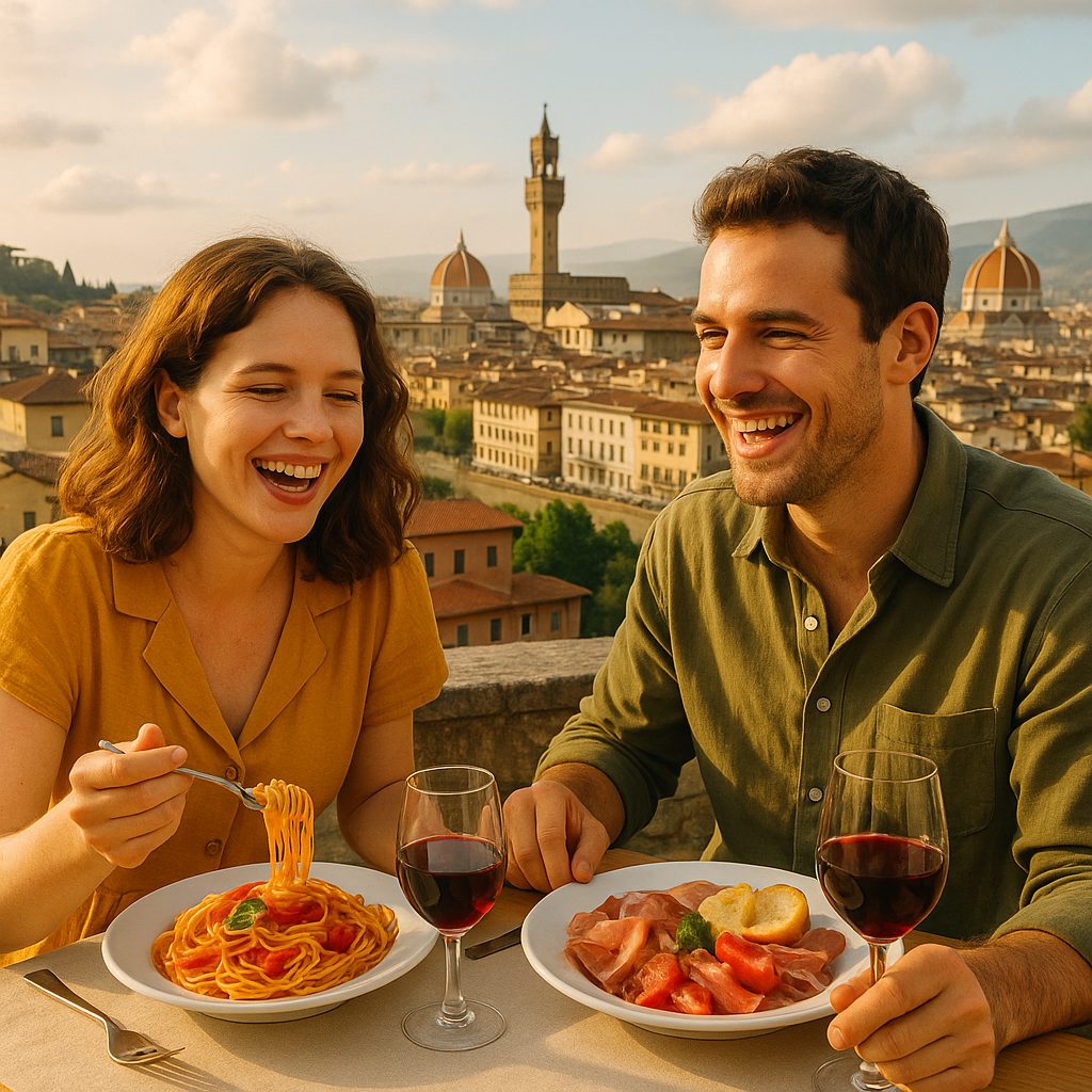 夕暮れのフィレンツェでの食事