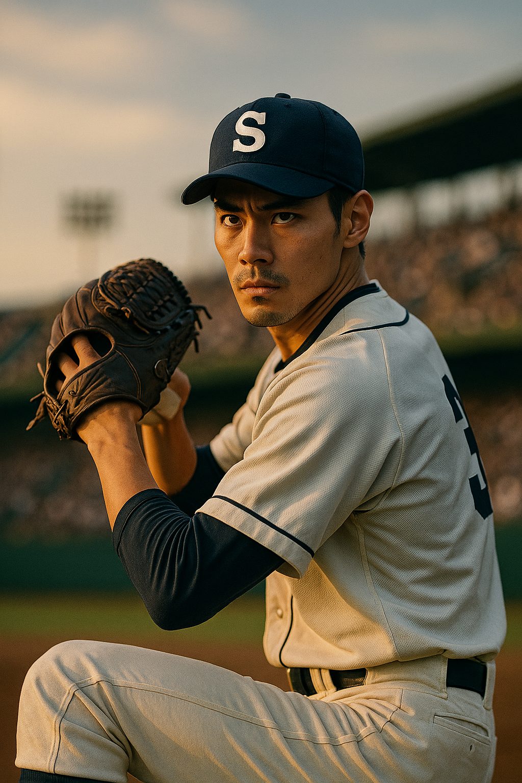 夕暮れのピッチング