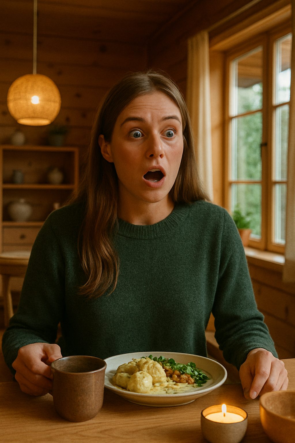 驚きの表情のランチタイム