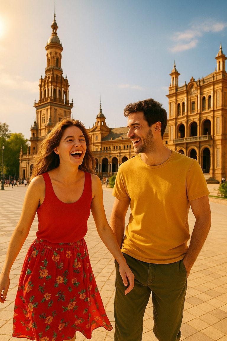 陽光の中で笑うカップル (1)