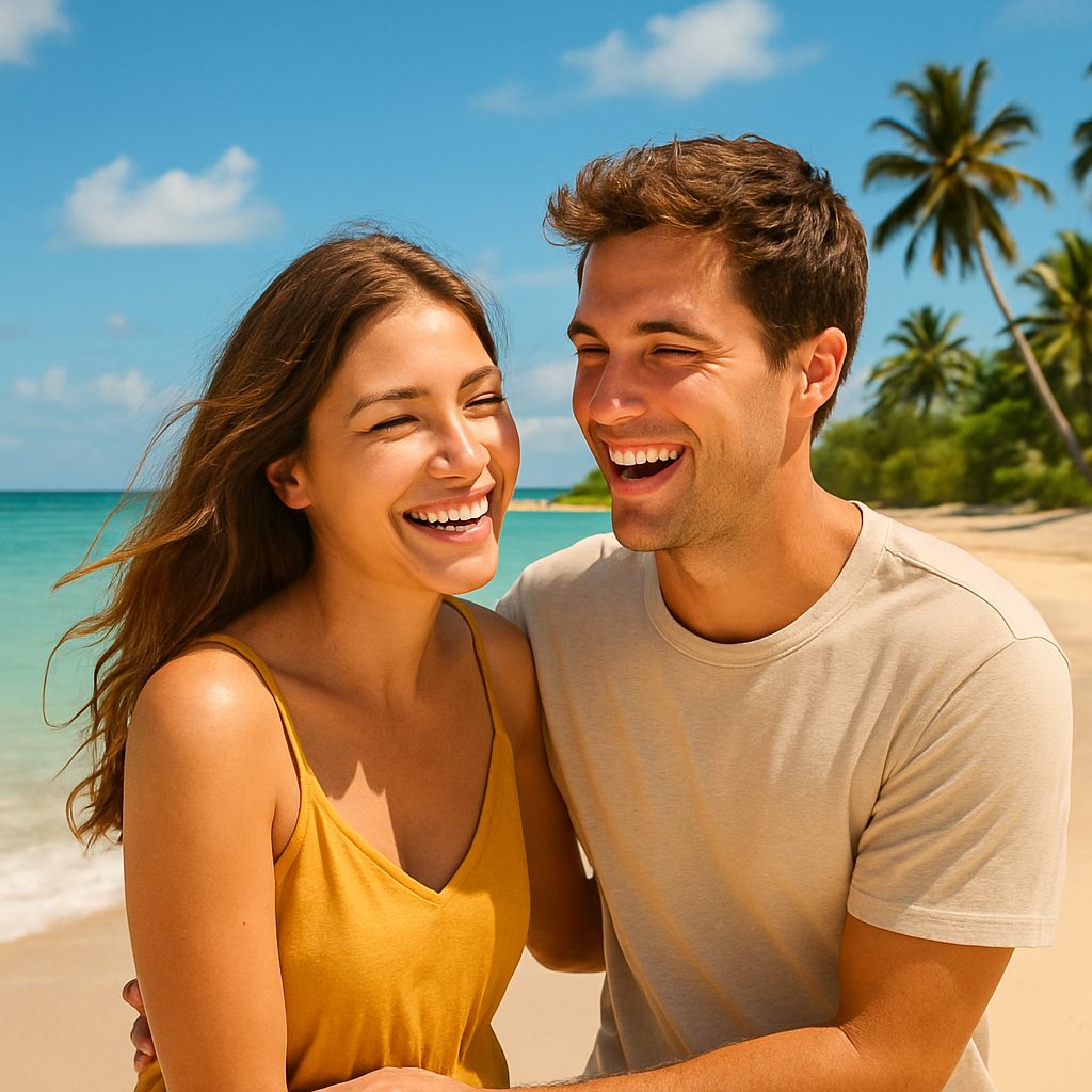 トロピカルビーチでの笑顔