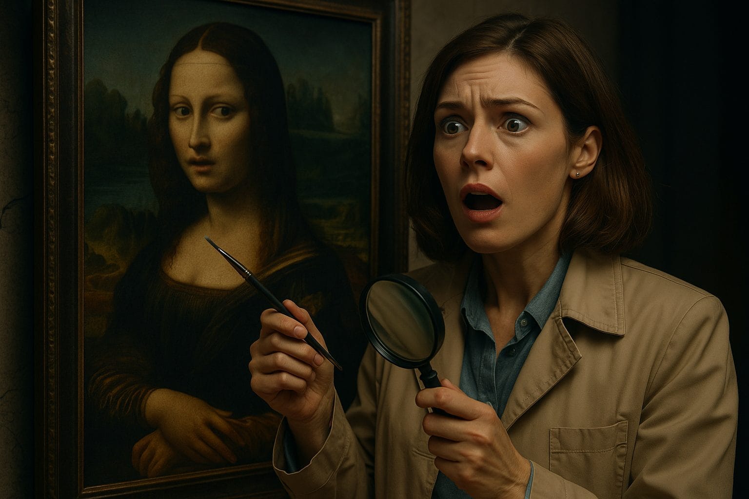 美術修復作業中の女性