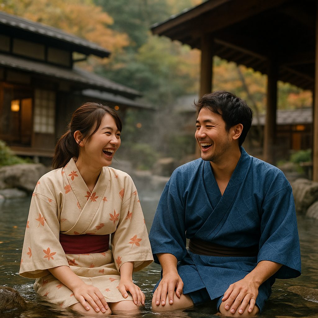 温泉での幸せなひととき