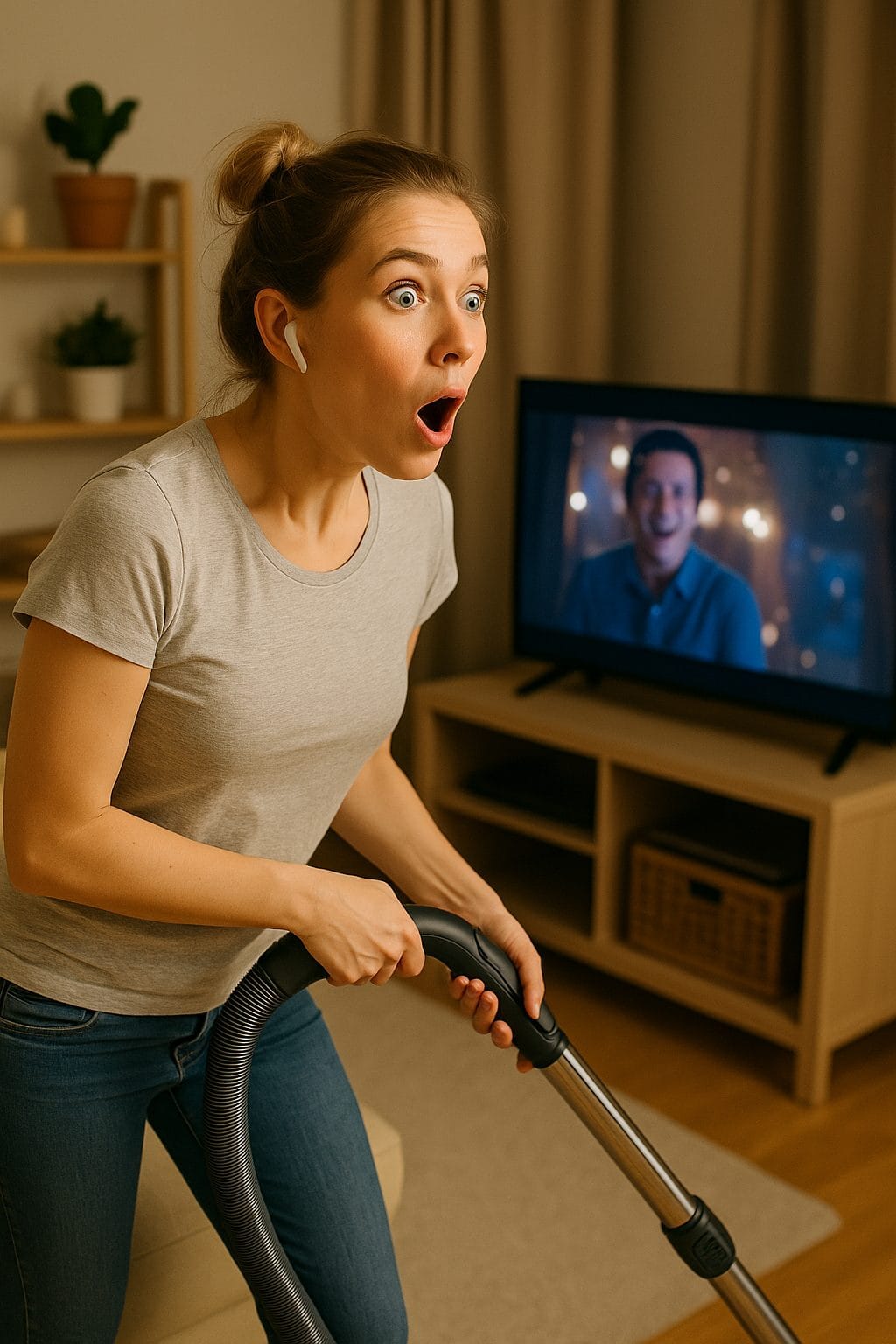 映画を見ながら掃除機掛け