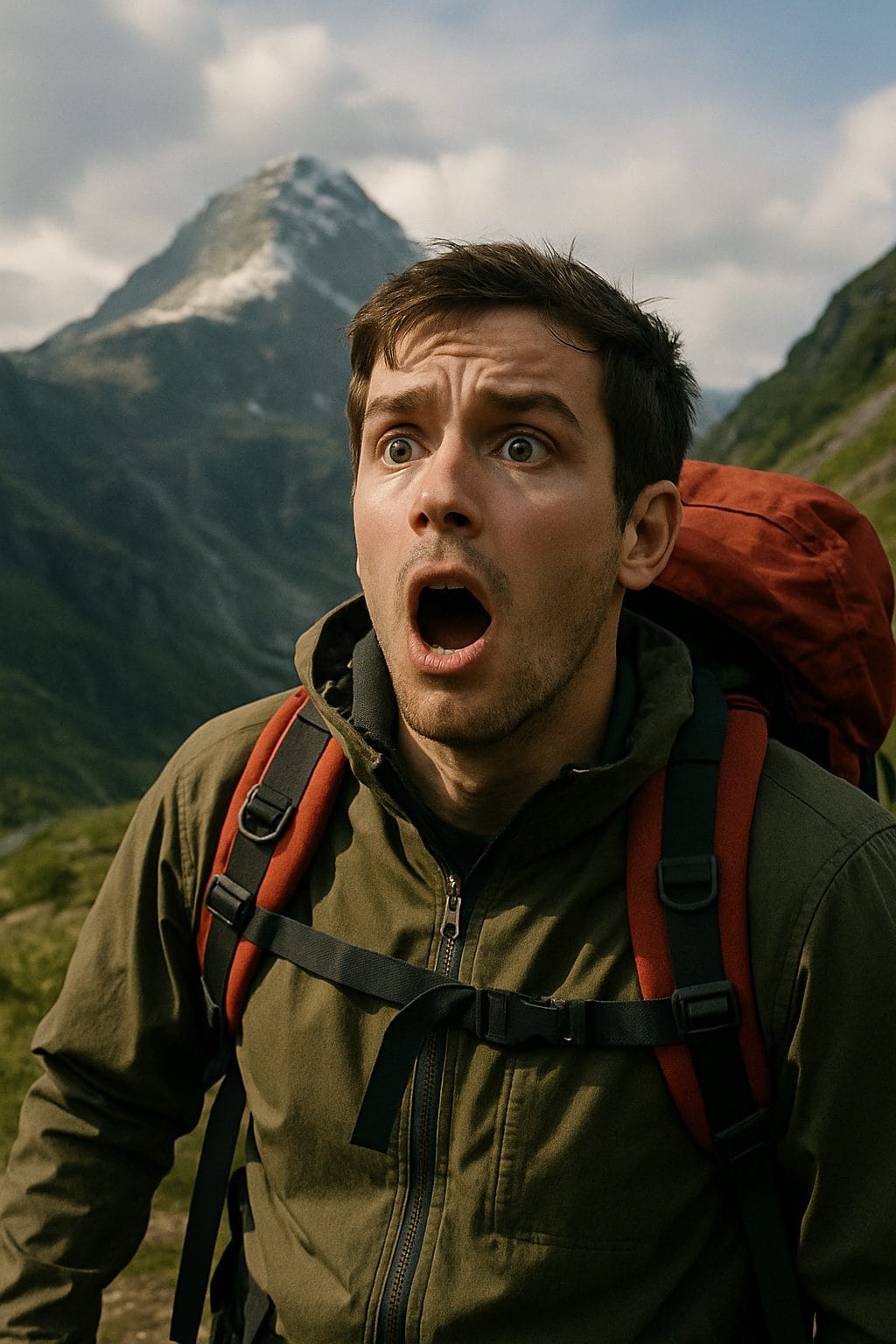 山の中の驚きのハイカー