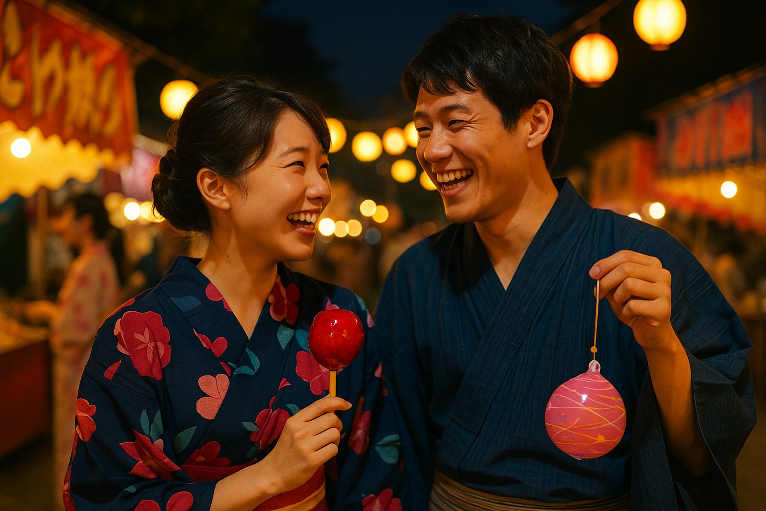 夏祭りの夜の笑顔