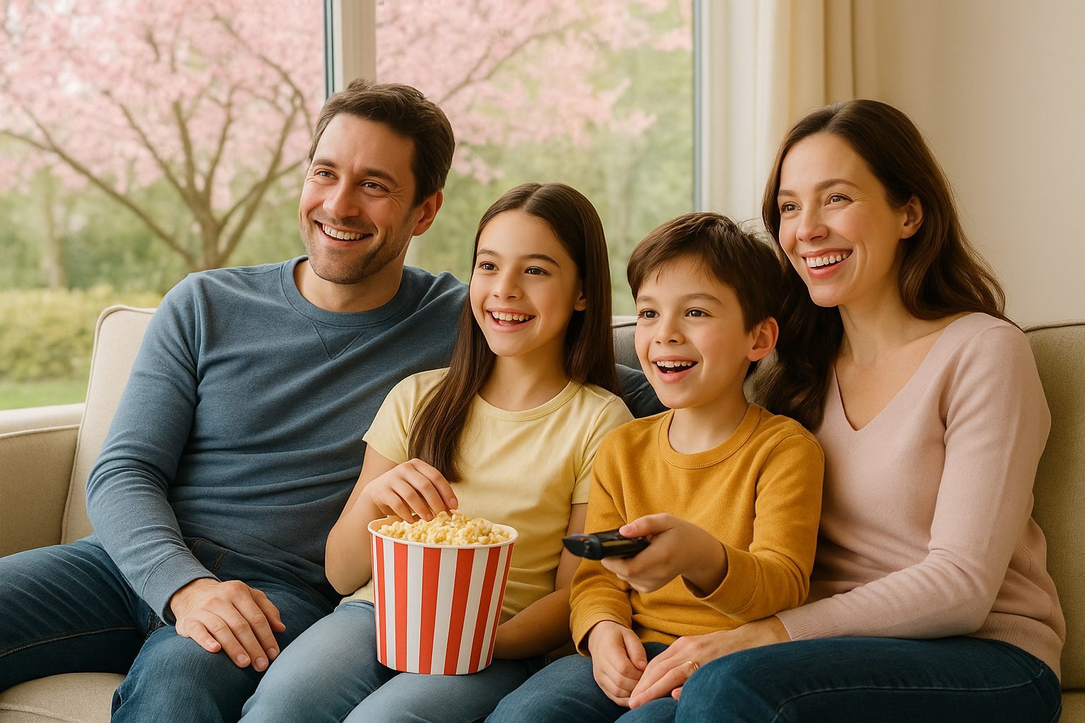 春の日差しと家族の笑顔