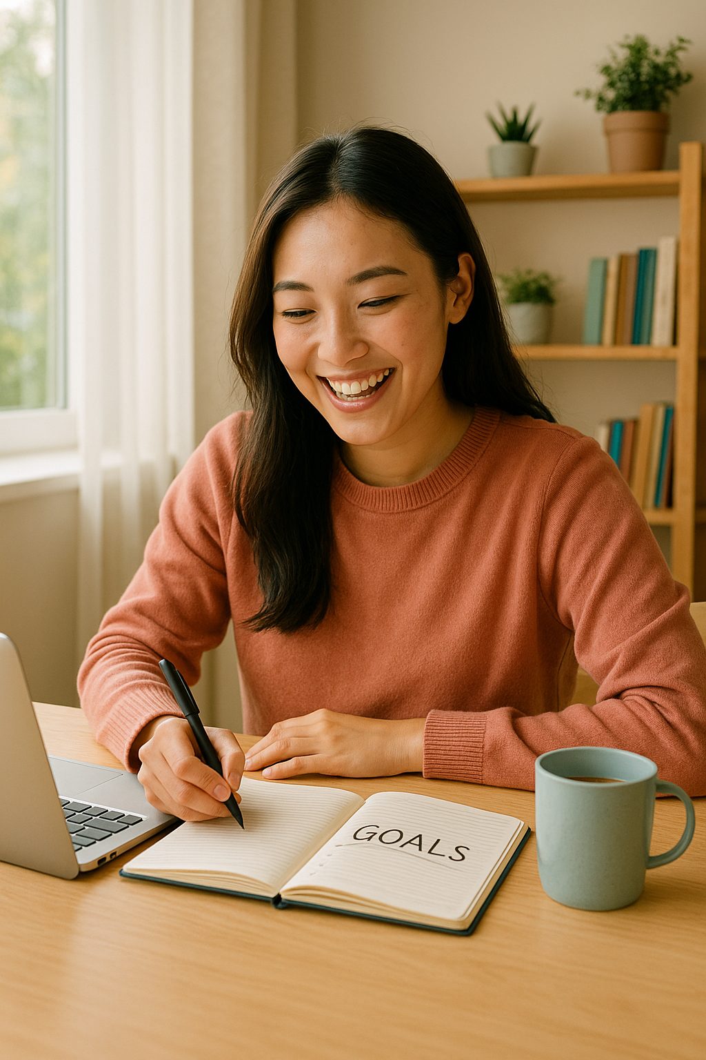 明るい日差しの中で勉強