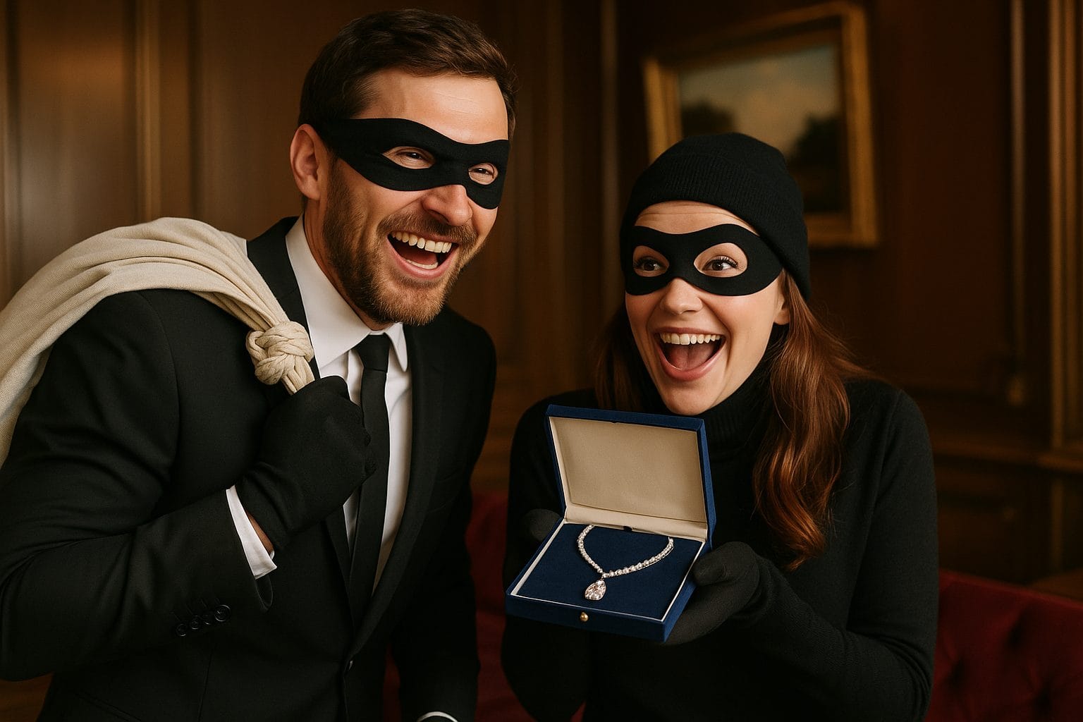 泥棒コンビと豪華な室内