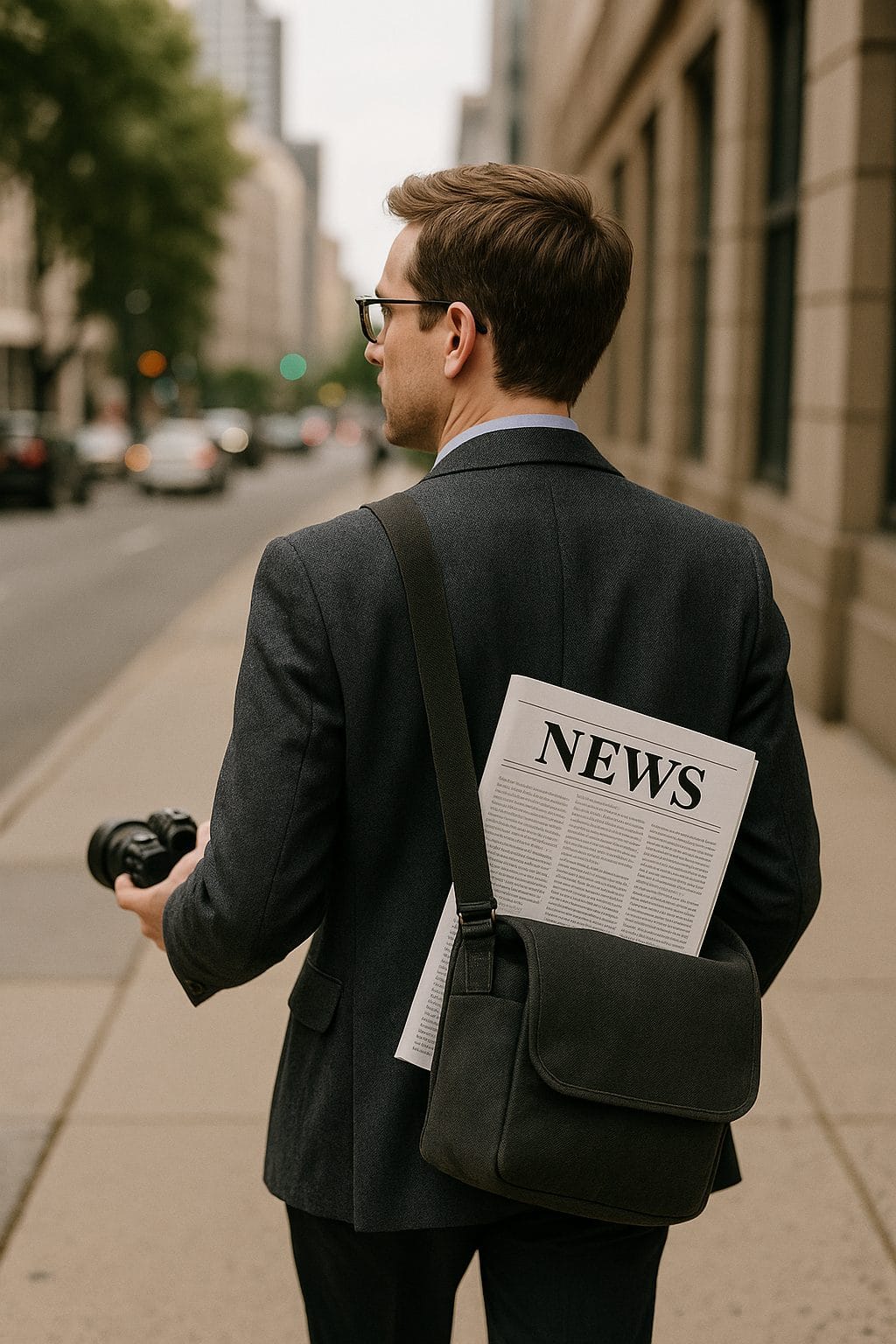 ニュース取材中のジャーナリスト