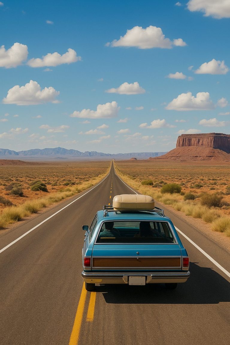 アメリカの沙漠に向かう道