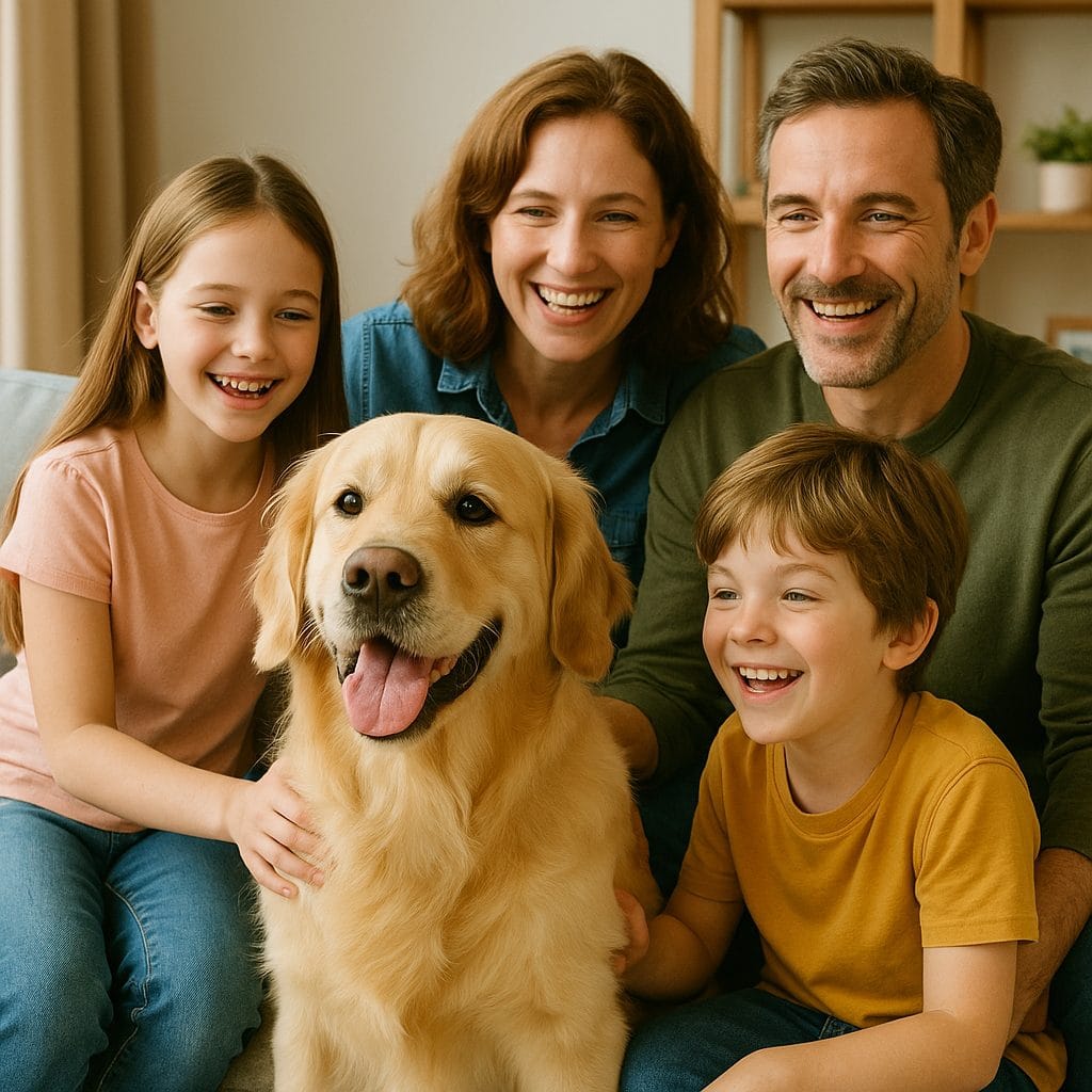 家族と犬の幸せなひととき