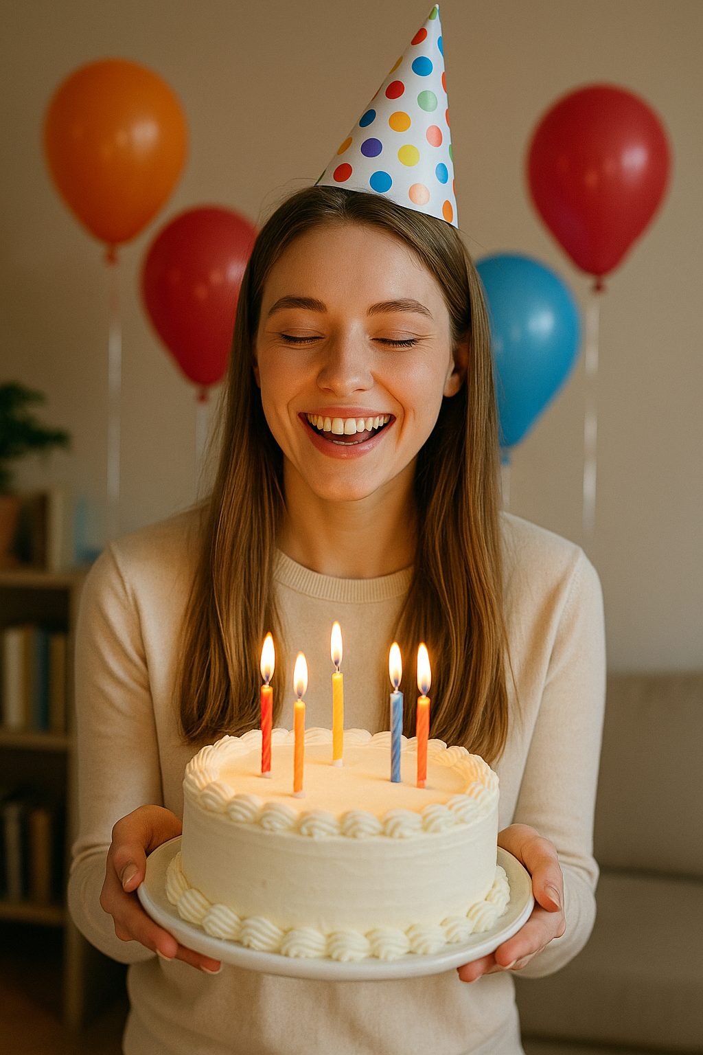 誕生日のケーキと笑顔の祝福
