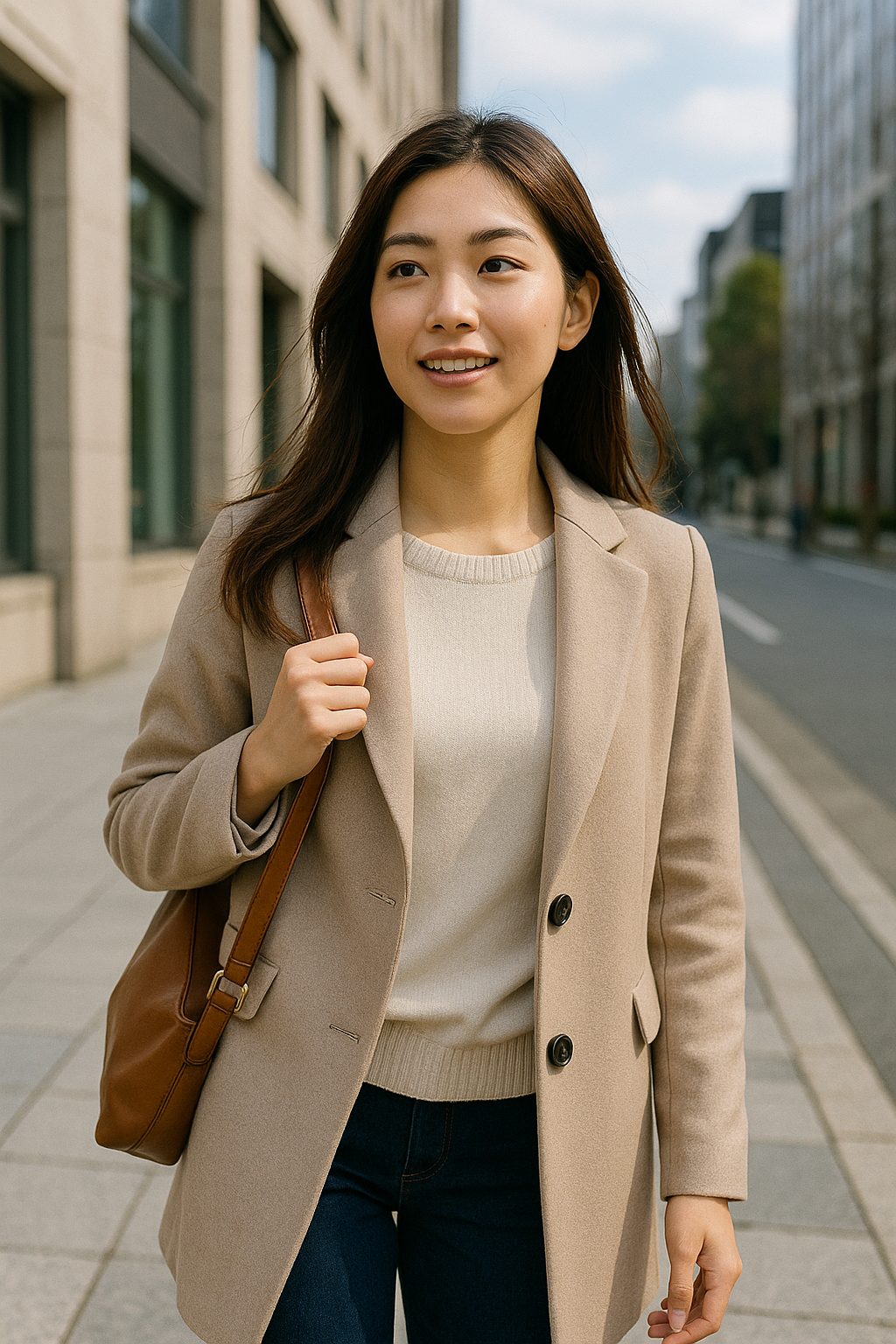街中で歩く自信ある女性