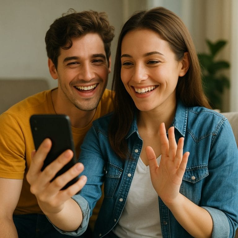 ビデオ通話を楽しむカップル