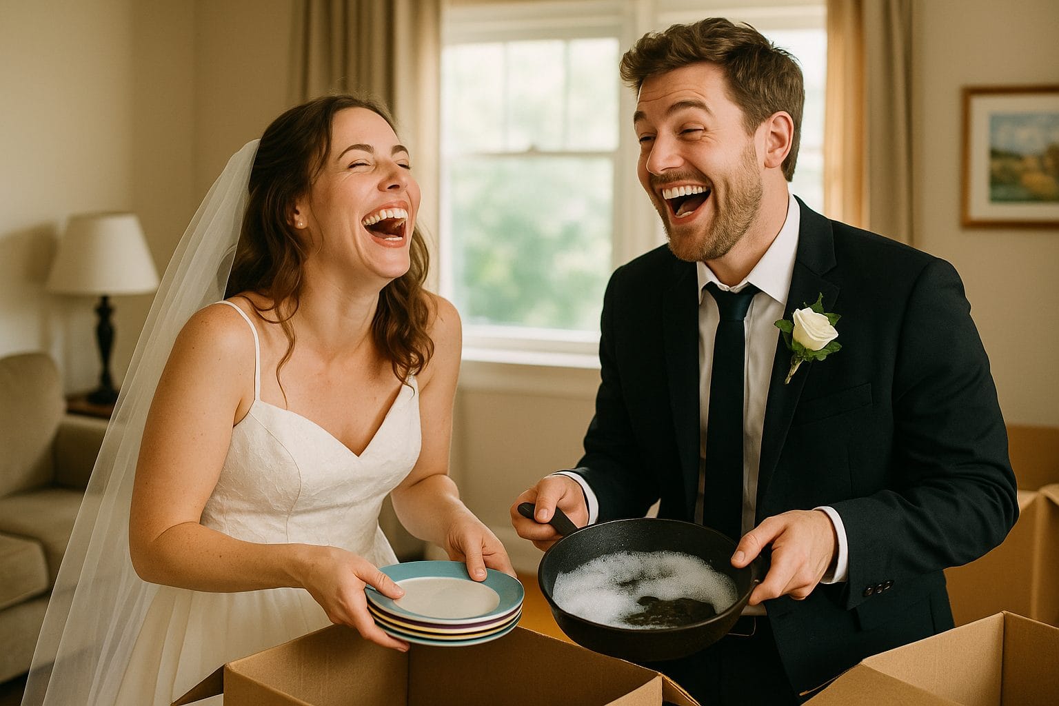 幸福な新婚の瞬間