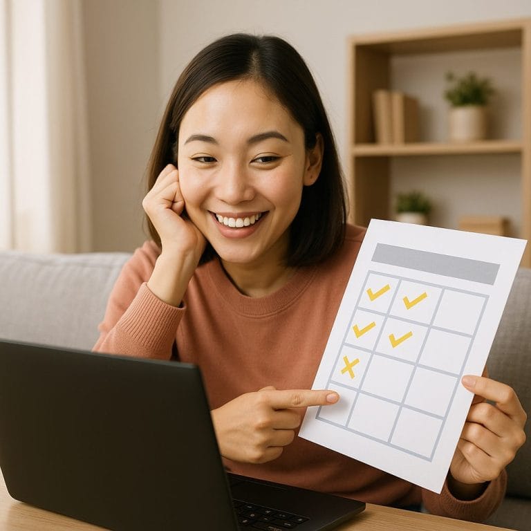 女性とノートパソコンとチェックリスト