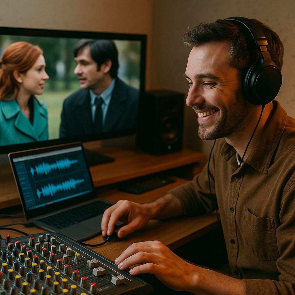 音響デザイナーの集中作業