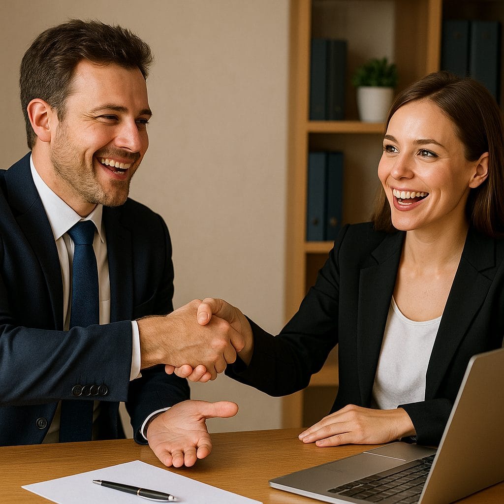 ビジネスマンとビジネスウーマンの握手