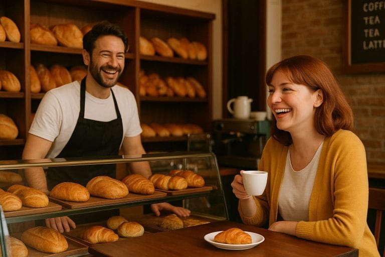 ベーカリーでの笑顔