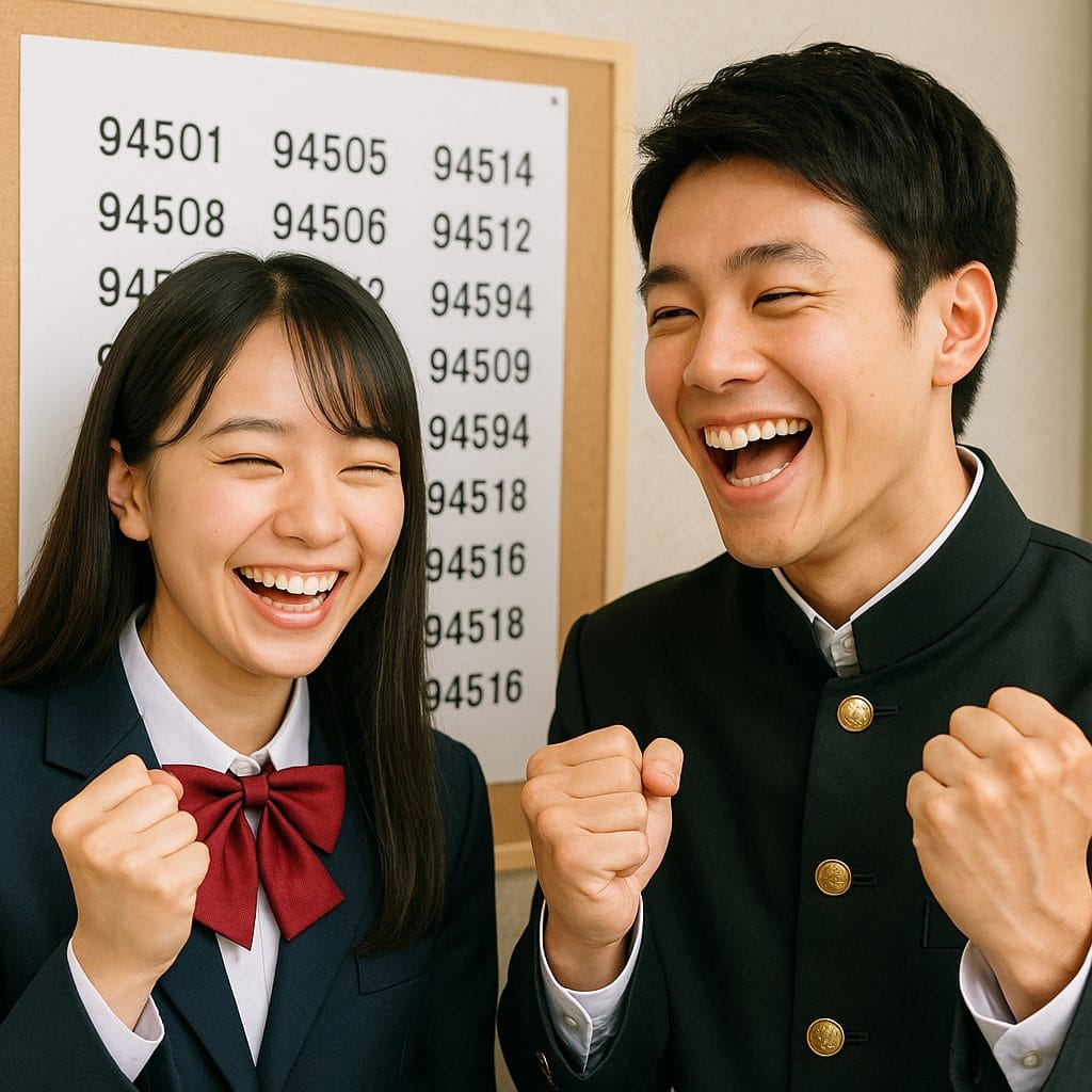 試験結果の喜びの瞬間