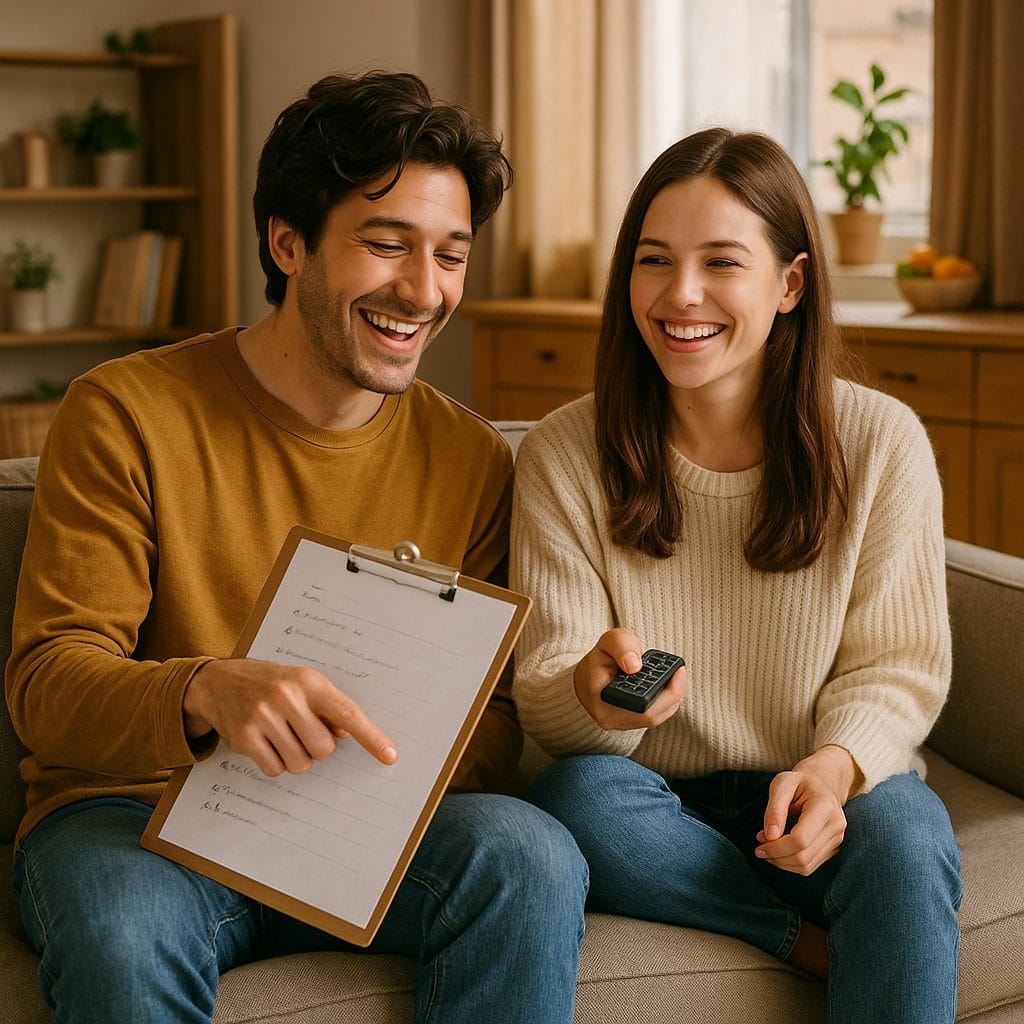 ソファで仲良く過ごす二人