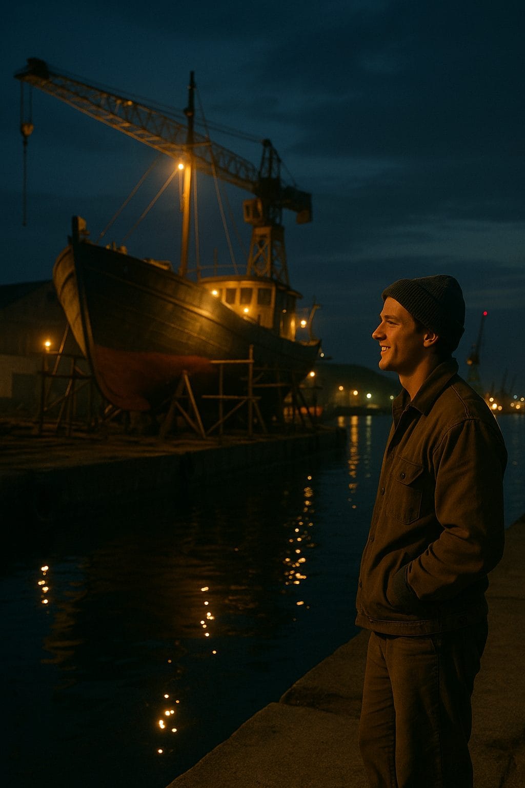 夜の造船所でのひととき