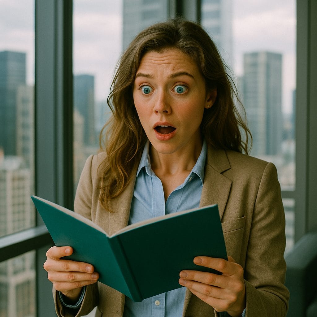 オフィスでの驚いた表情