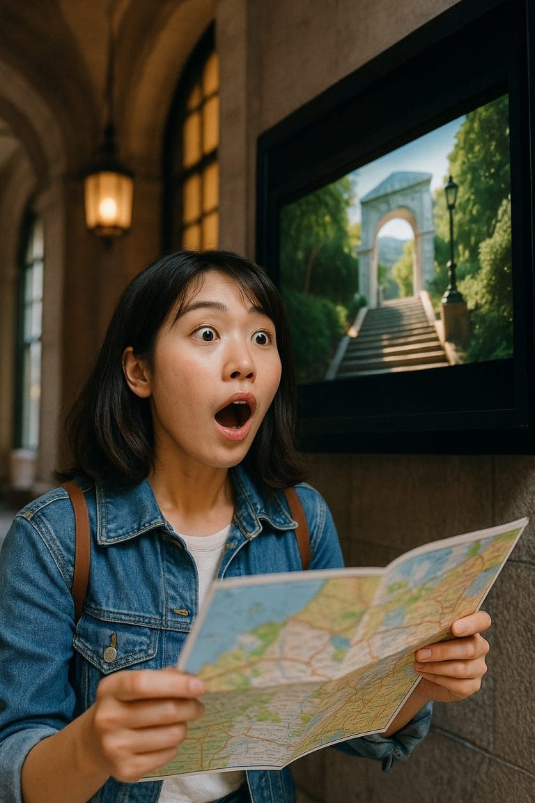 映画のシーンを見守る女性