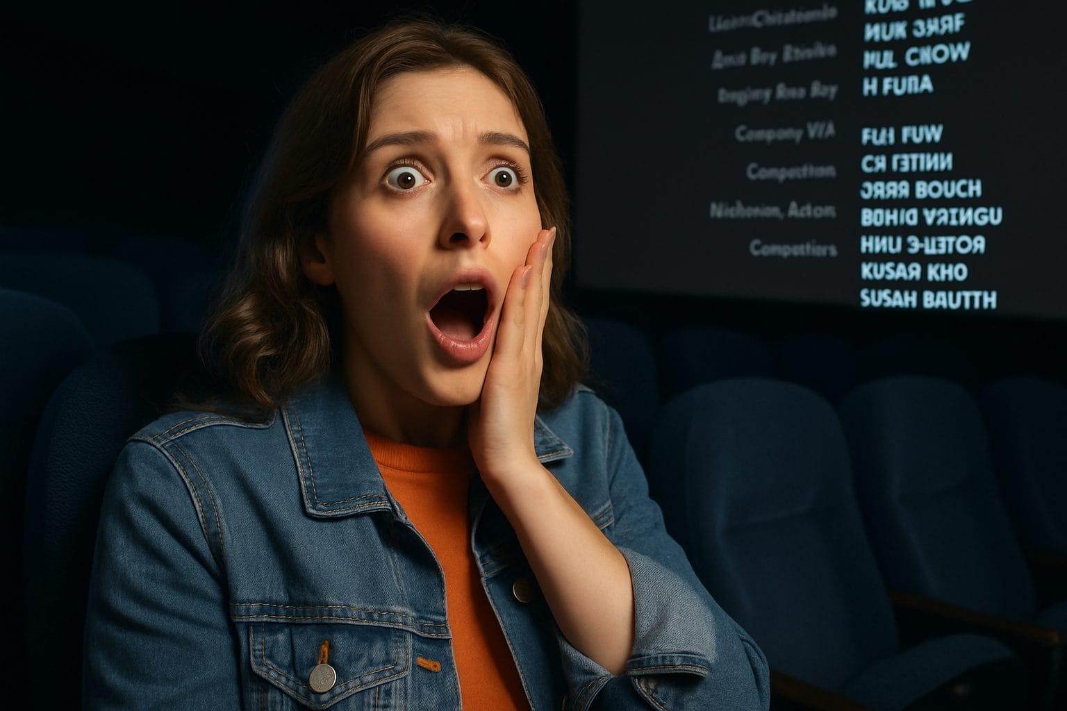 映画のエンドクレジットを見つめる