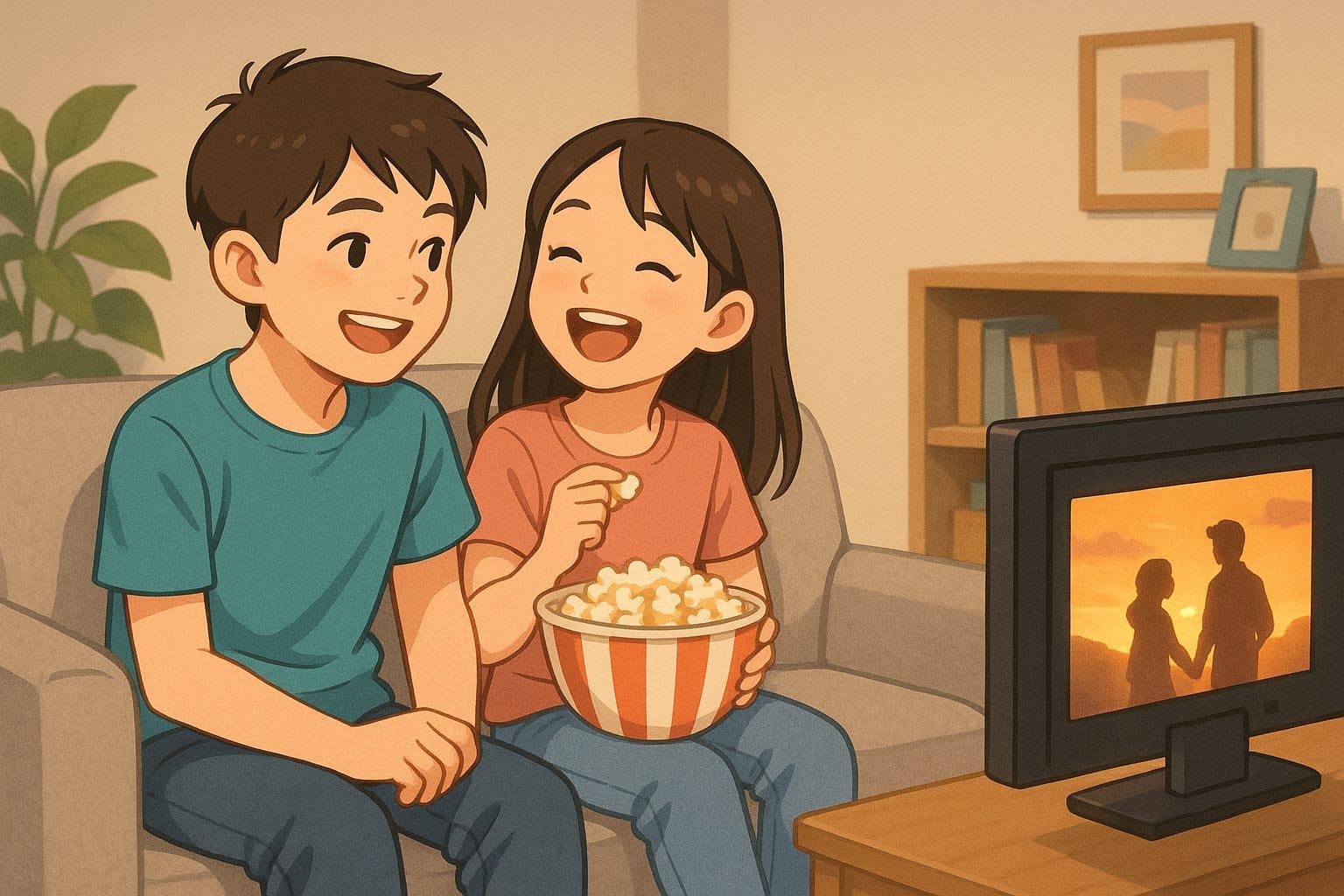 映画を観る仲良し兄妹