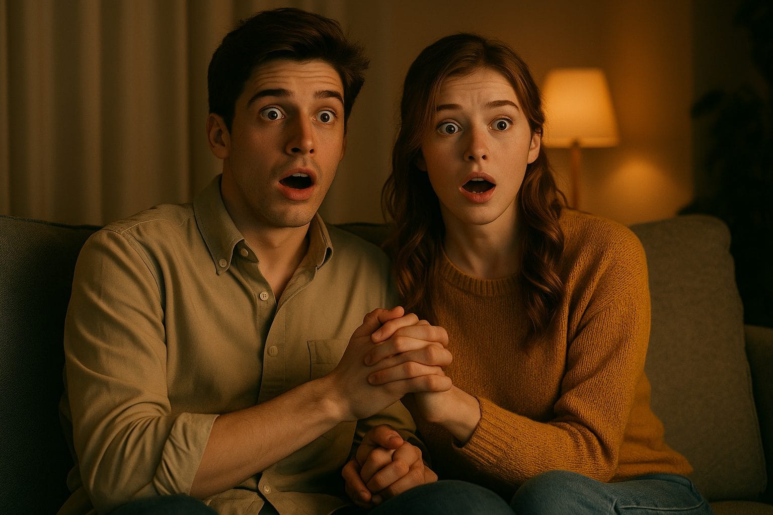 驚きの瞬間を共有する二人