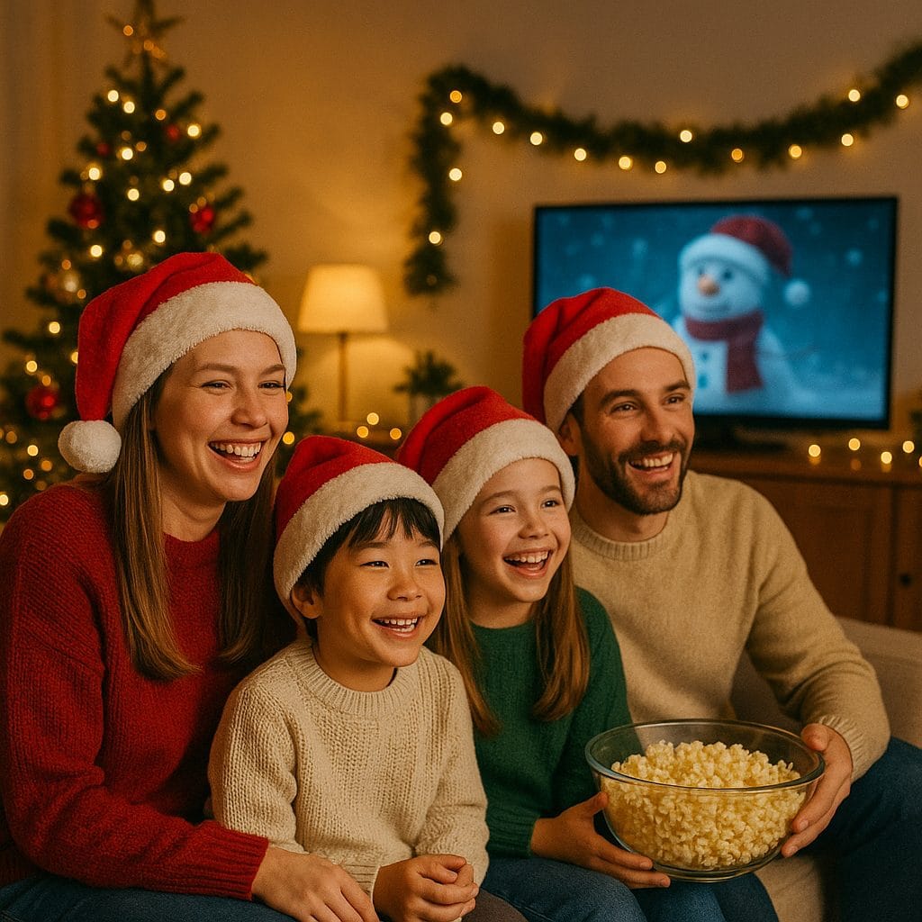 家族の楽しいクリスマスの夜
