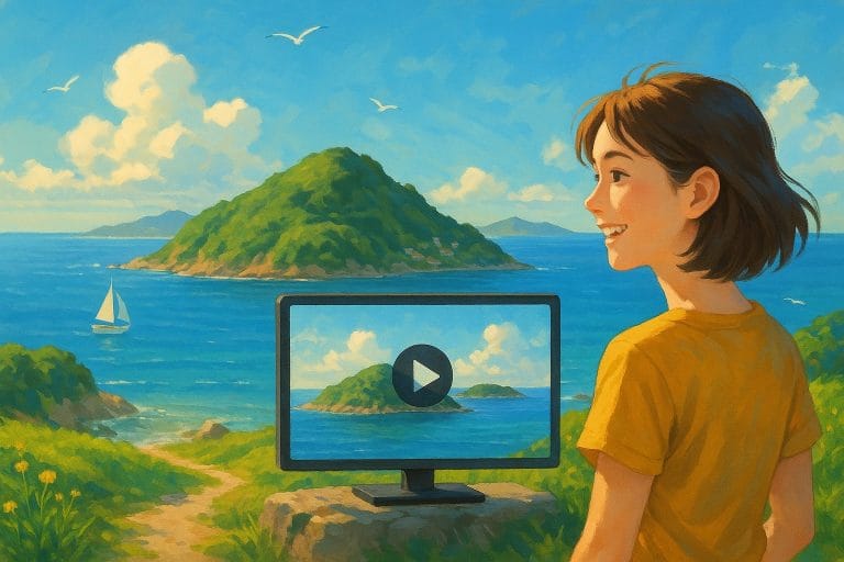 海の景色とテレビ鑑賞