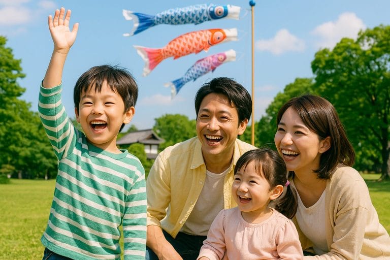 こいのぼりと家族の笑顔 (2)