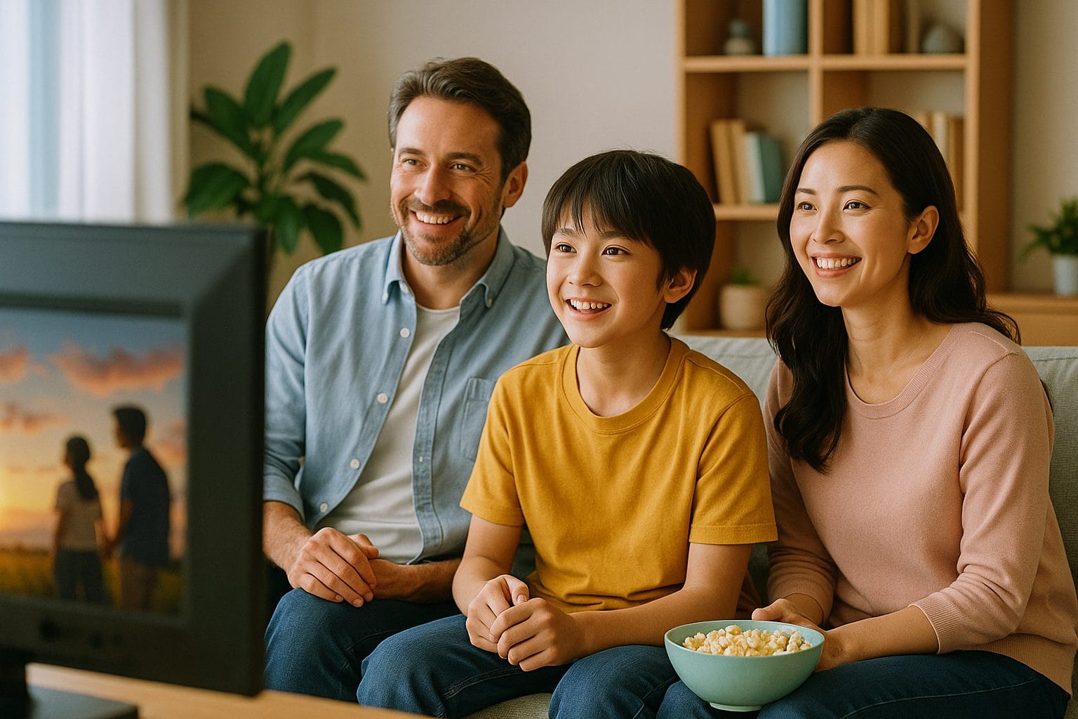家族団らんの映画鑑賞